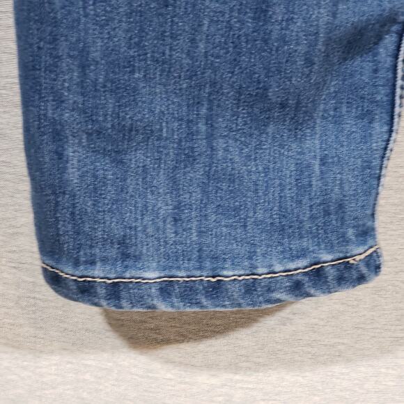 Christopher & Banks Sz 14 Distressed Stretch Jeans Blue Denim Embellished Pocket - Picture 5 of 11